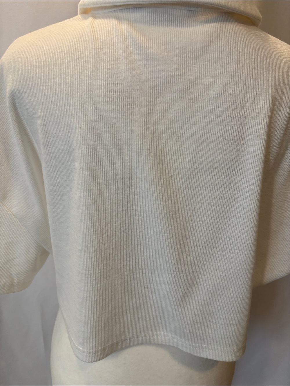 Cropped Polo Top in White - Relaxed Rib - see measurements - Picture 6 of 9